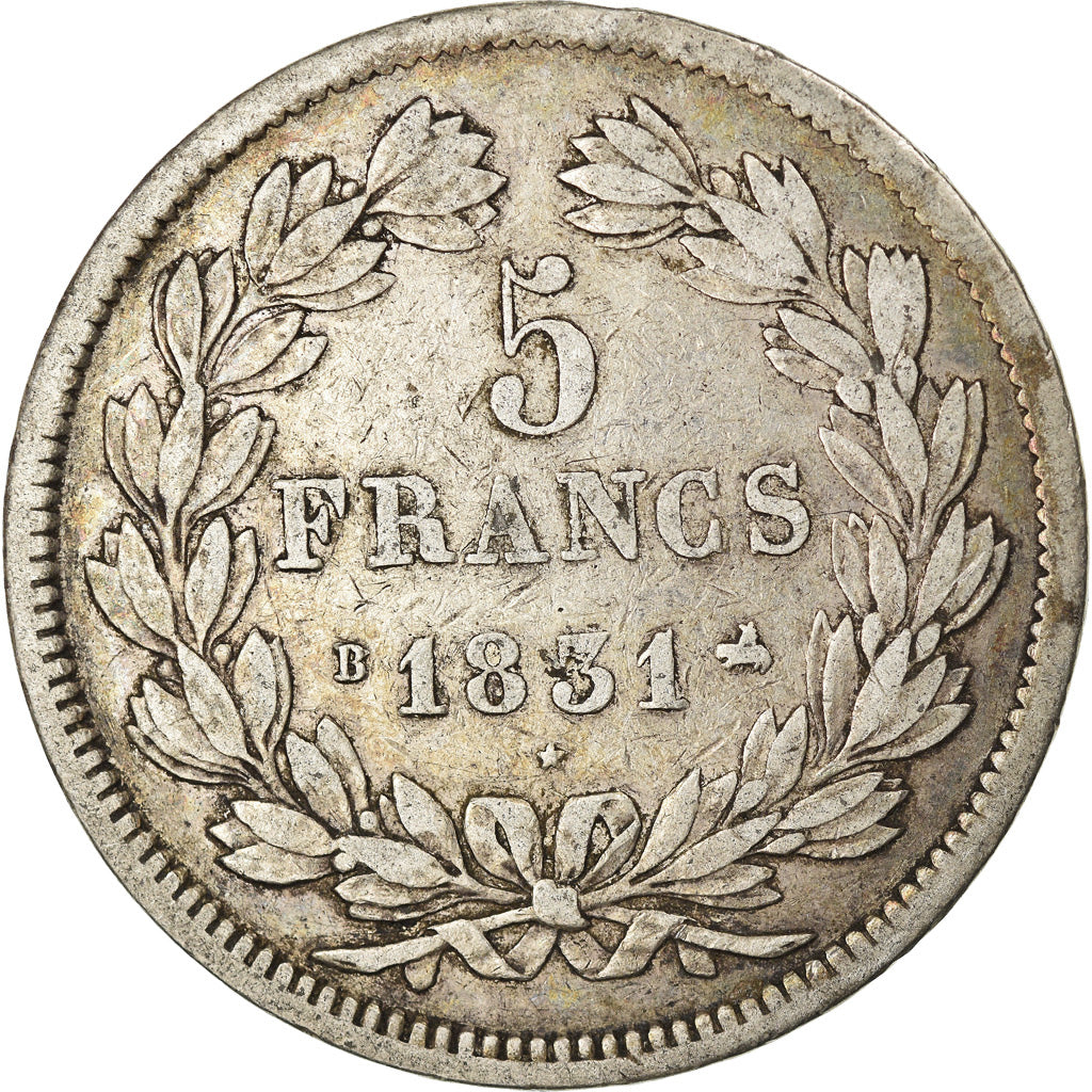 Monnaie, France, Louis-Philippe, 5 Francs, 1831, Rouen, TTB, Argent