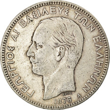 Münze, Griechenland, George I, 5 Drachmai, 1876, Paris, S, Silber, KM:46
