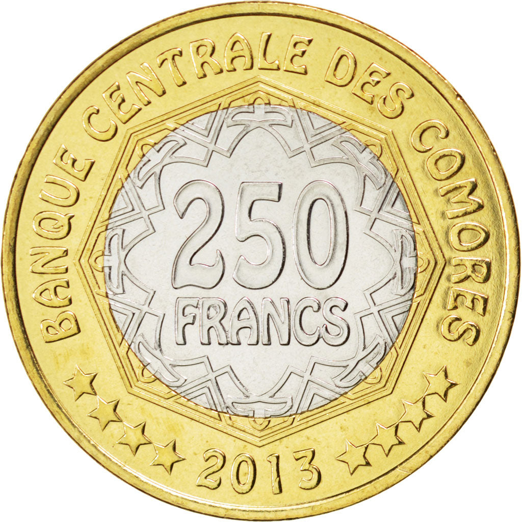 Comoros, 250 Francs, 2013, KM #New, MS(63), Bimetallic, 8.49