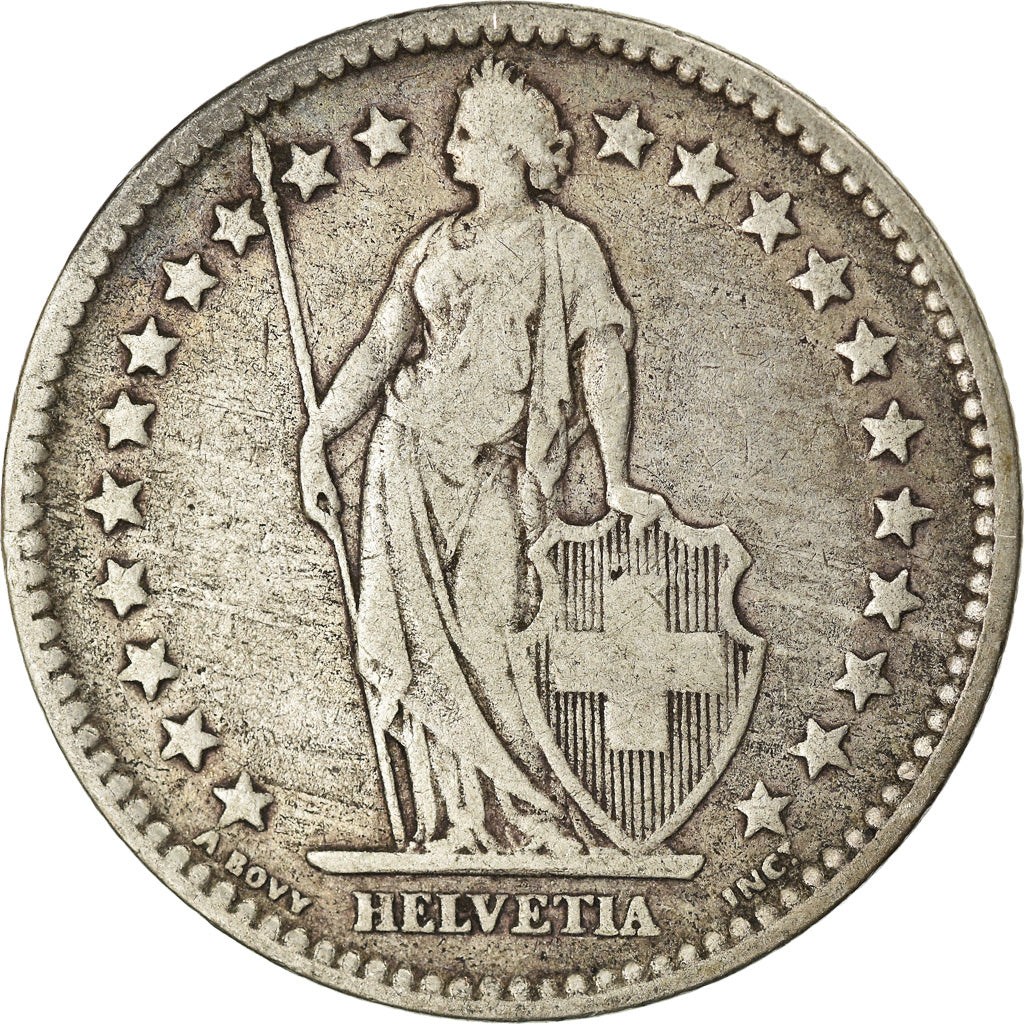 Coin, Switzerland, 2 Francs, 1875, Bern, VF(30-35), Silver, KM:21