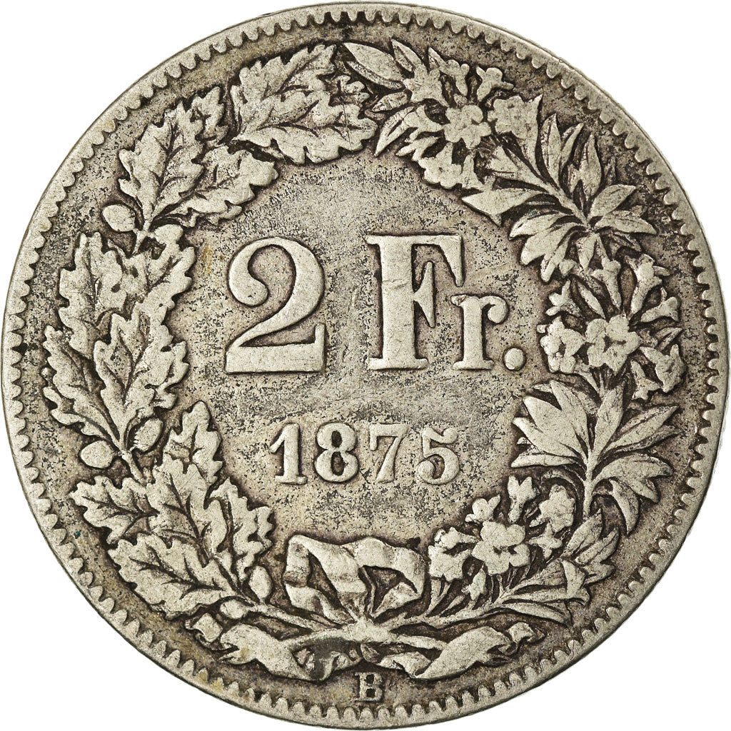 Coin, Switzerland, 2 Francs, 1875, Bern, VF(30-35), Silver, KM:21