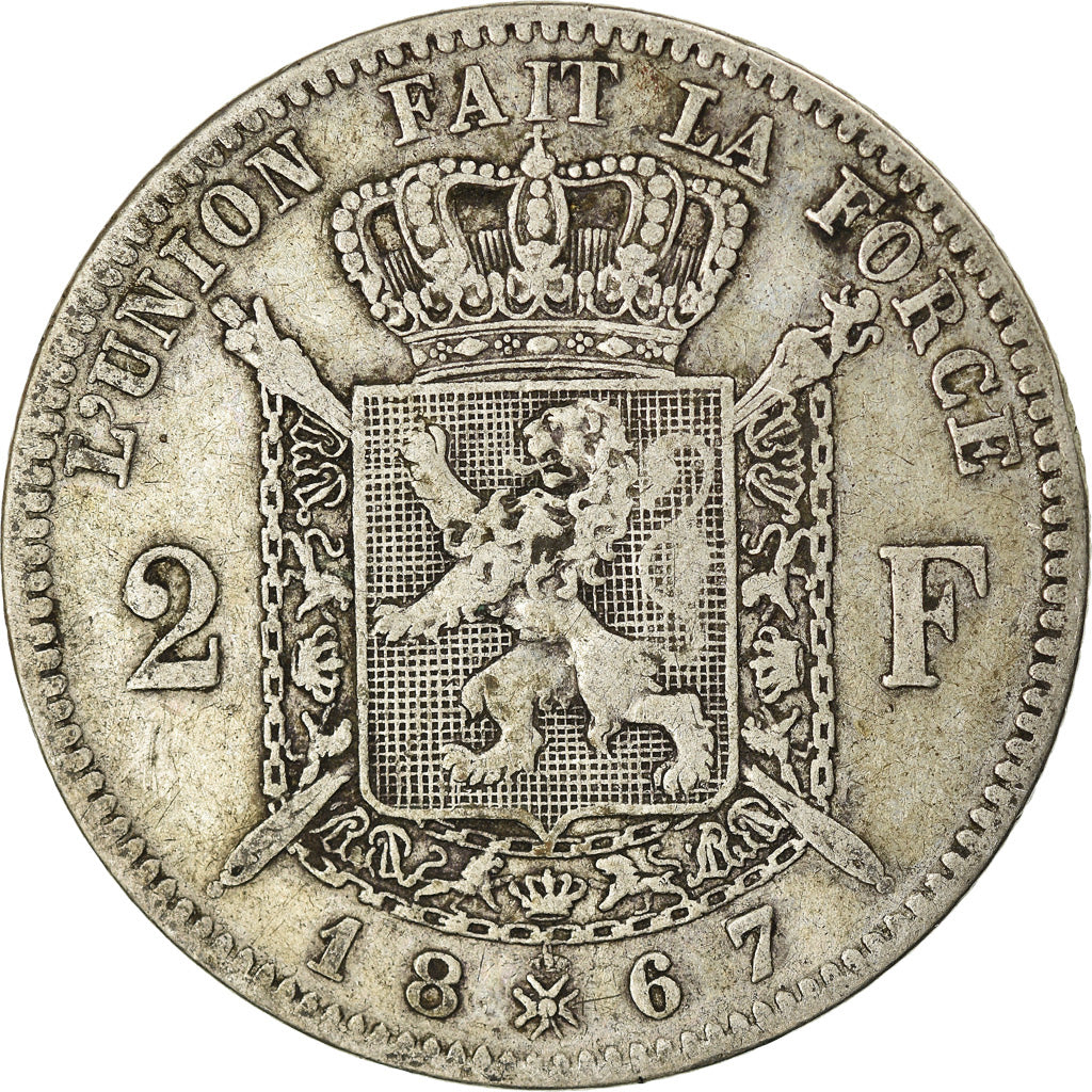 Monnaie, Belgique, Leopold II, 2 Francs, 2 Frank, 1867, TB+, Argent, KM:30.1