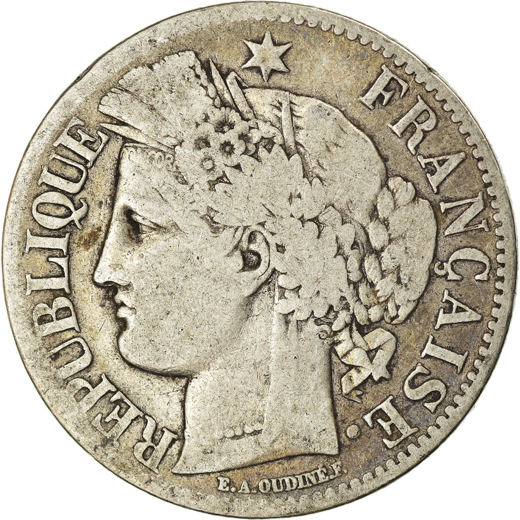 Münze, Frankreich, Cérès, 2 Francs, 1850, Strasbourg, SGE+, Silber, KM:760.2