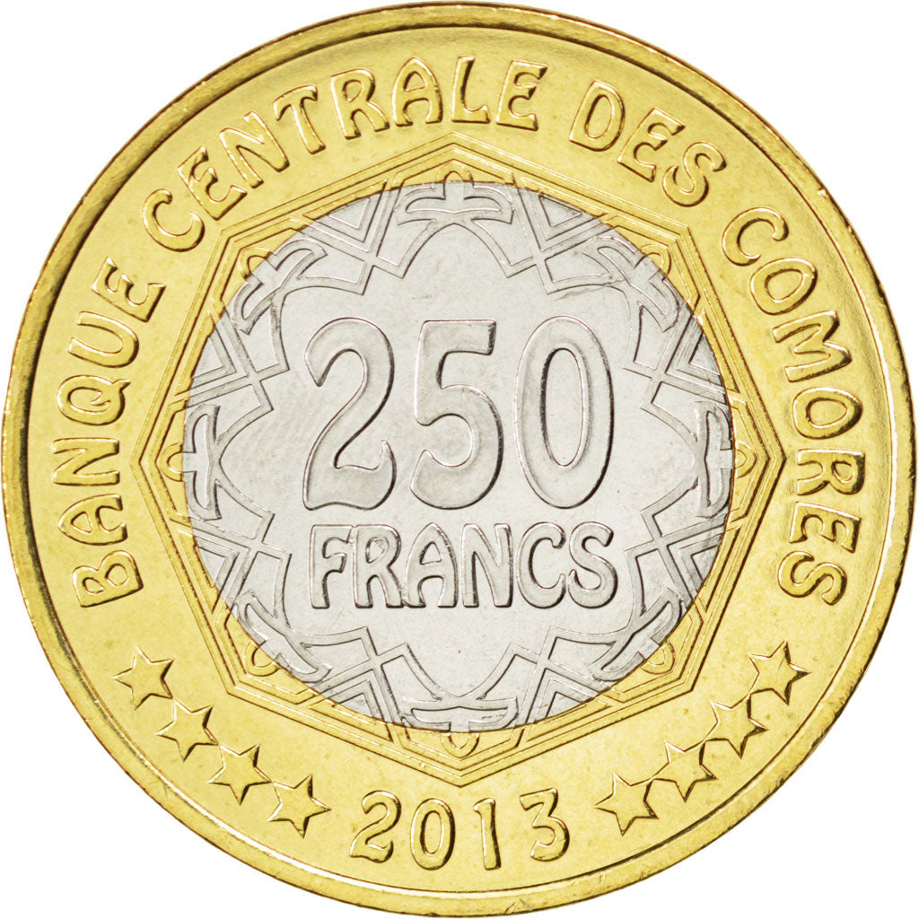 Comoros, 250 Francs, 2013, KM #New, MS(63), Bimetallic, 8.46