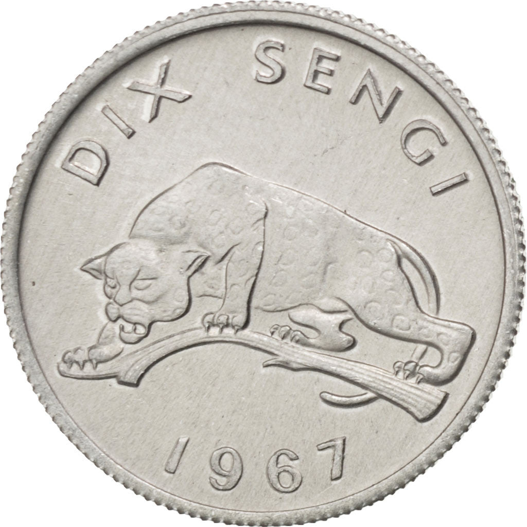 CONGO, DEMOCRATIC REPUBLIC, 10 Sengis, 1967, KM #7, MS(63), Aluminum, 17, 0.69