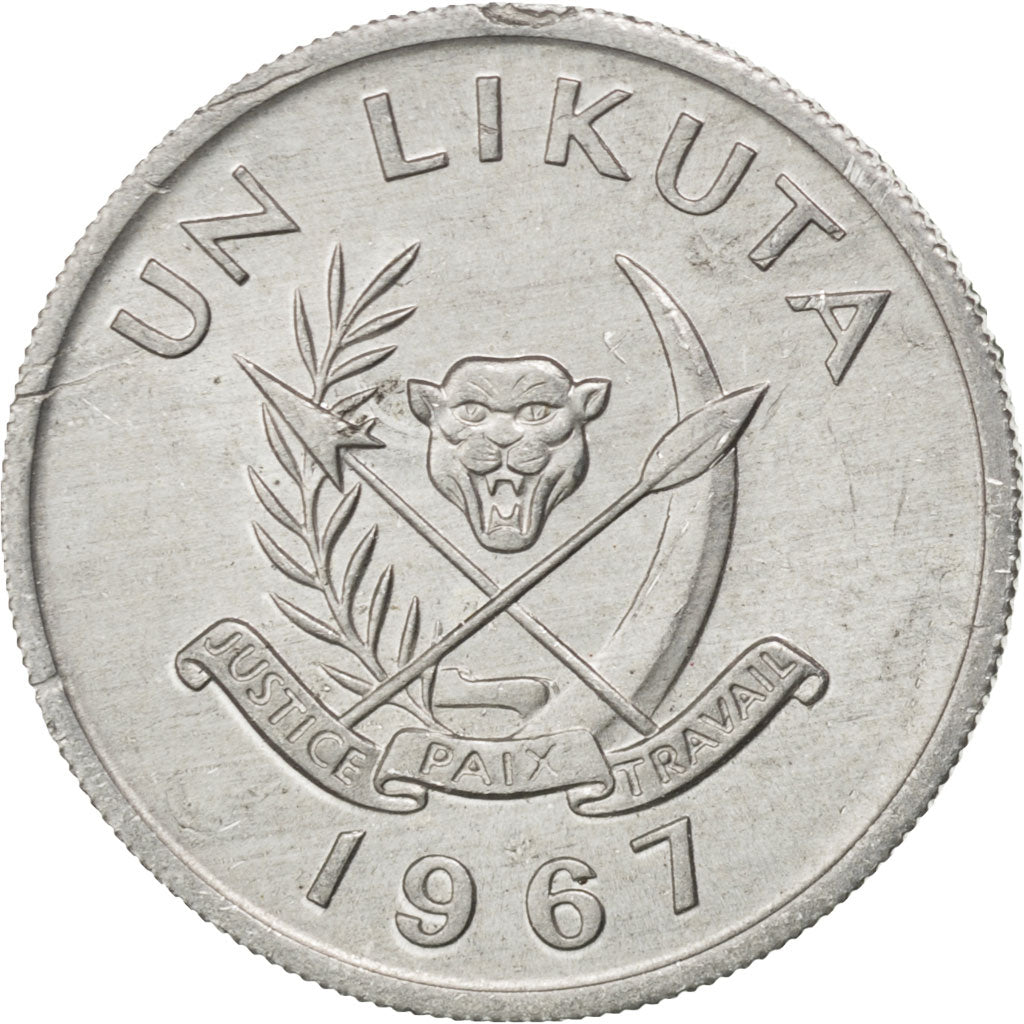 CONGO, DEMOCRATIC REPUBLIC, Likuta, 1967, KM #8, MS(63), Aluminum, 20.9, 1.25