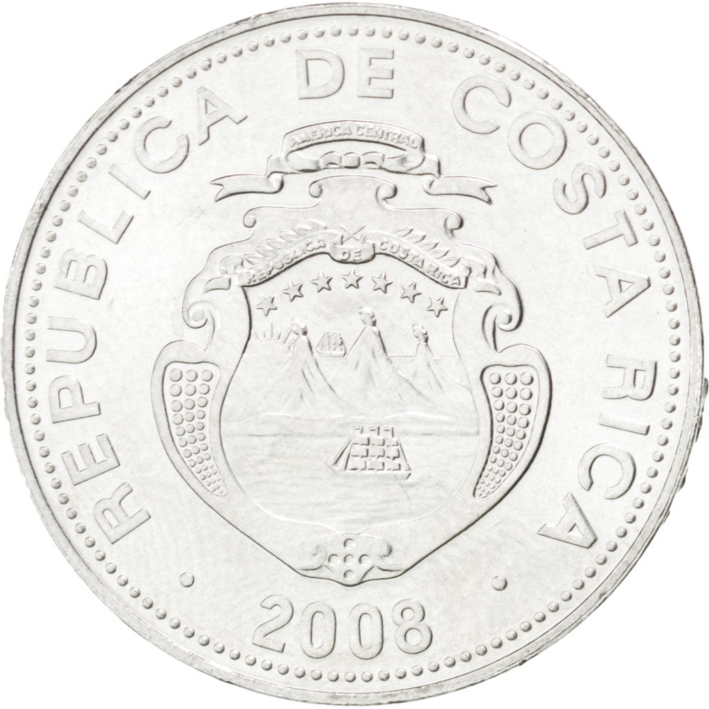 COSTA RICA, 5 Colones, 2008, KM #227b, MS(63), Aluminum, 21.4, 0.89