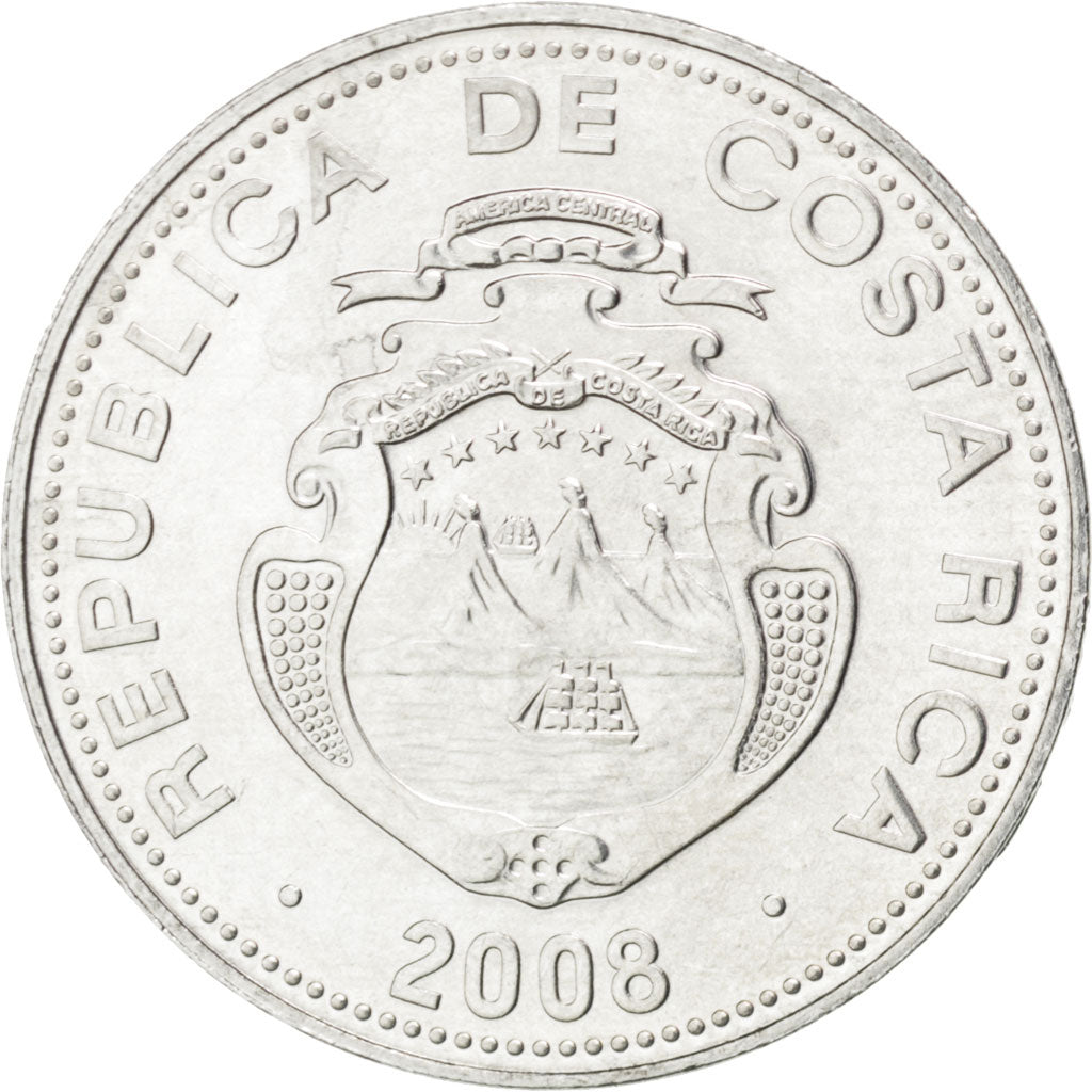 COSTA RICA, 5 Colones, 2008, KM #227b, MS(63), Aluminum, 21.4, 0.91