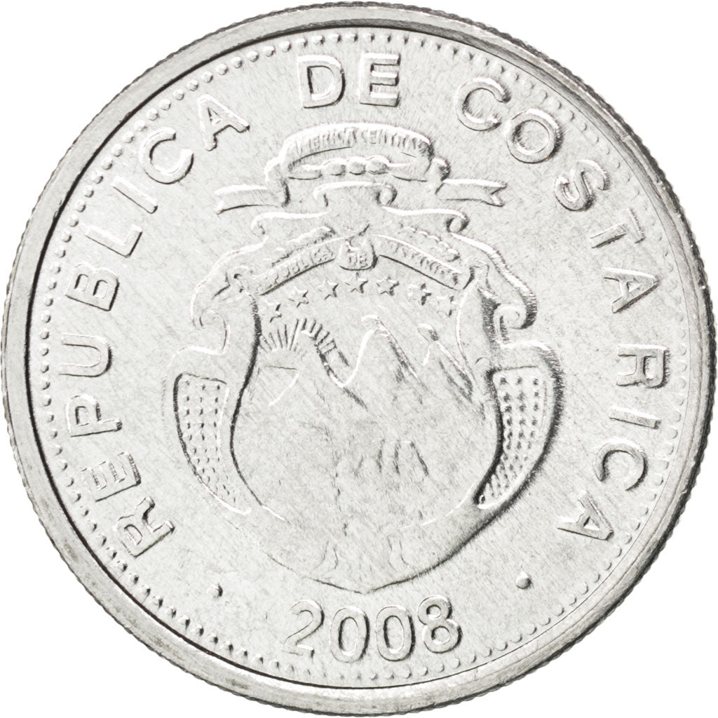 COSTA RICA, 10 Colones, 2008, KM #228b, MS(63), Aluminum, 22.97, 1.14
