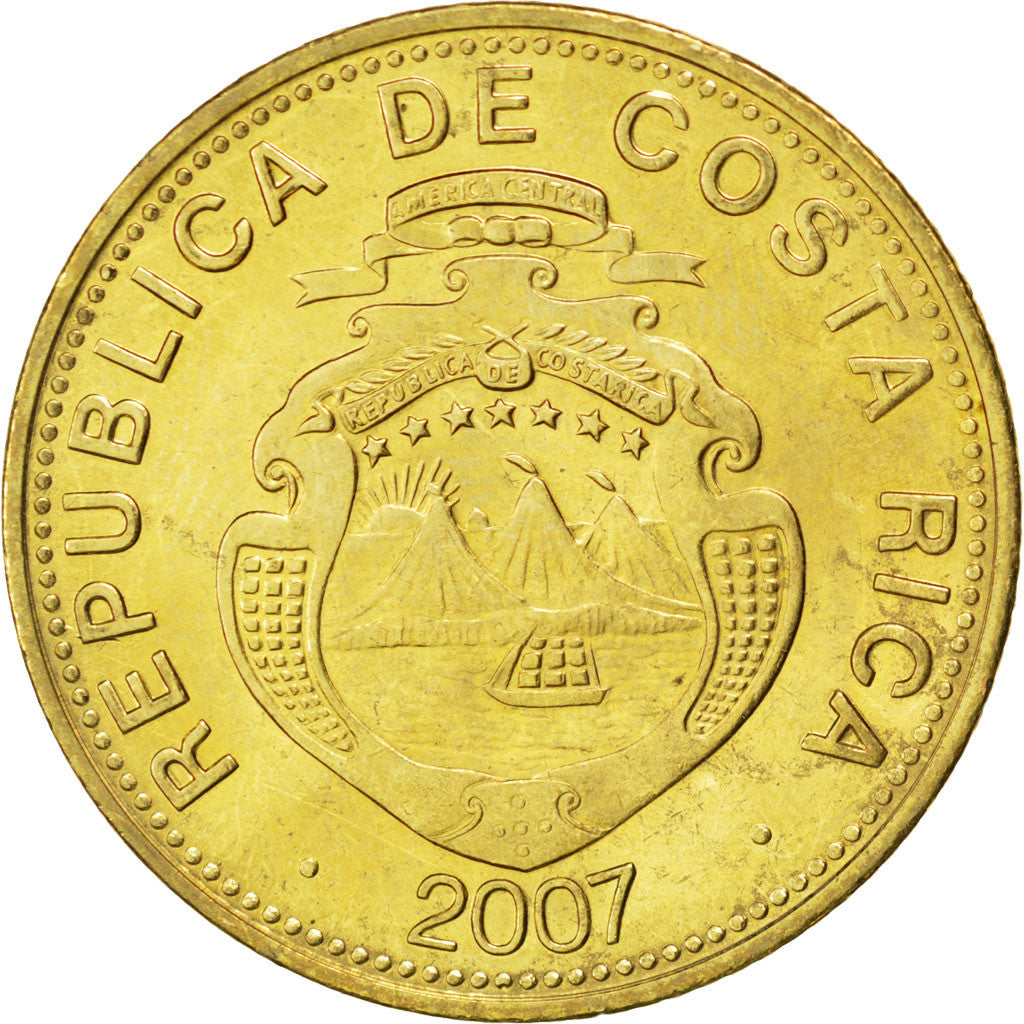 Coin, Costa Rica, 100 Colones, 2007, MS(63), Brass plated steel, KM:240a