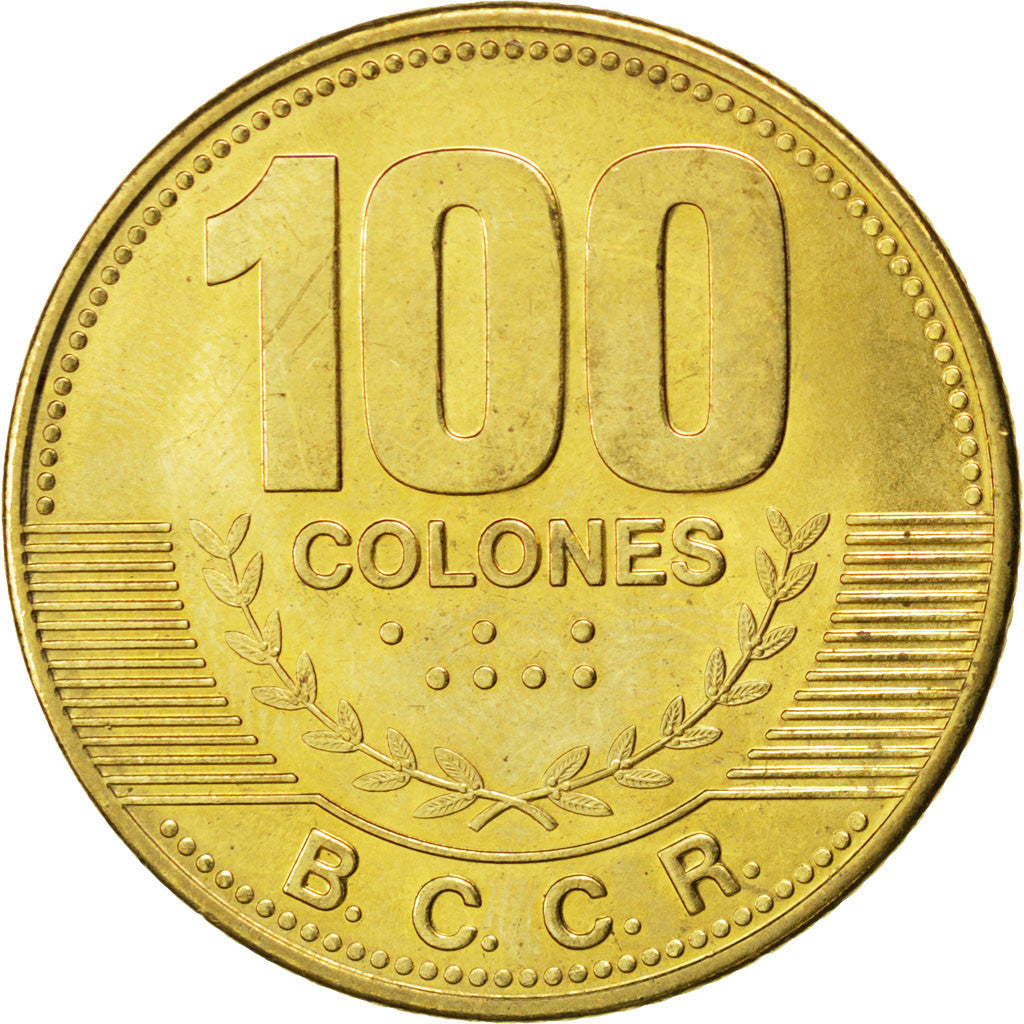 Coin, Costa Rica, 100 Colones, 2007, MS(63), Brass plated steel, KM:240a