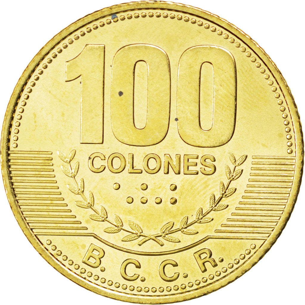 Coin, Costa Rica, 100 Colones, 2007, MS(63), Brass plated steel, KM:240a