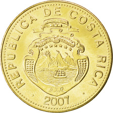 COSTA RICA, 500 Colones, 2007, KM #239.1a, MS(63), Brass Plated Steel, 33, 10.97