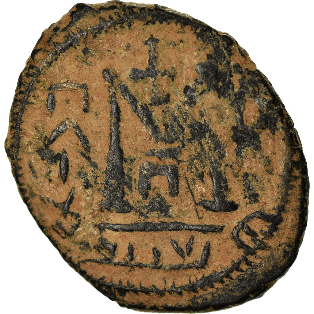 Moneda, Arab-Byzantine, Fals, 670s-680s, Ba'albakk, BC+, Bronce