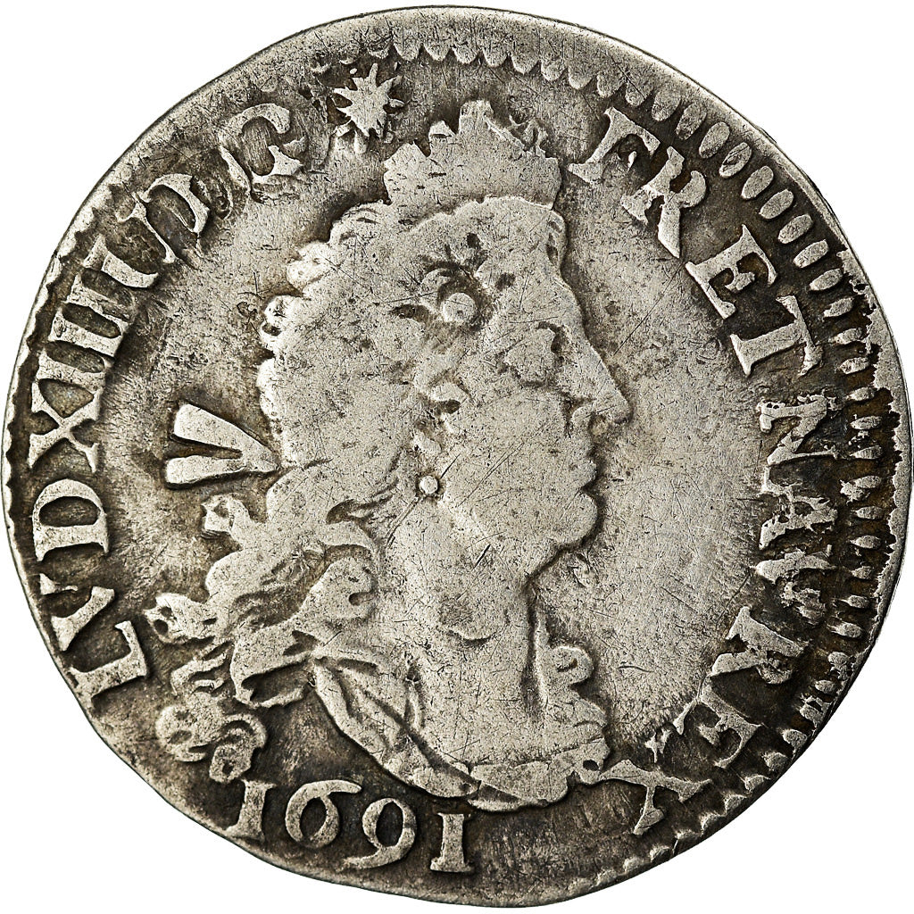 Monnaie, France, Louis XIV, 4 Sols aux 2 L, 4 Sols 2 Deniers, 1691, Paris, TB+
