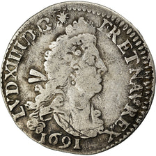 Monnaie, France, Louis XIV, 4 Sols aux 2 L, 4 Sols 2 Deniers, 1691, Paris, TB+