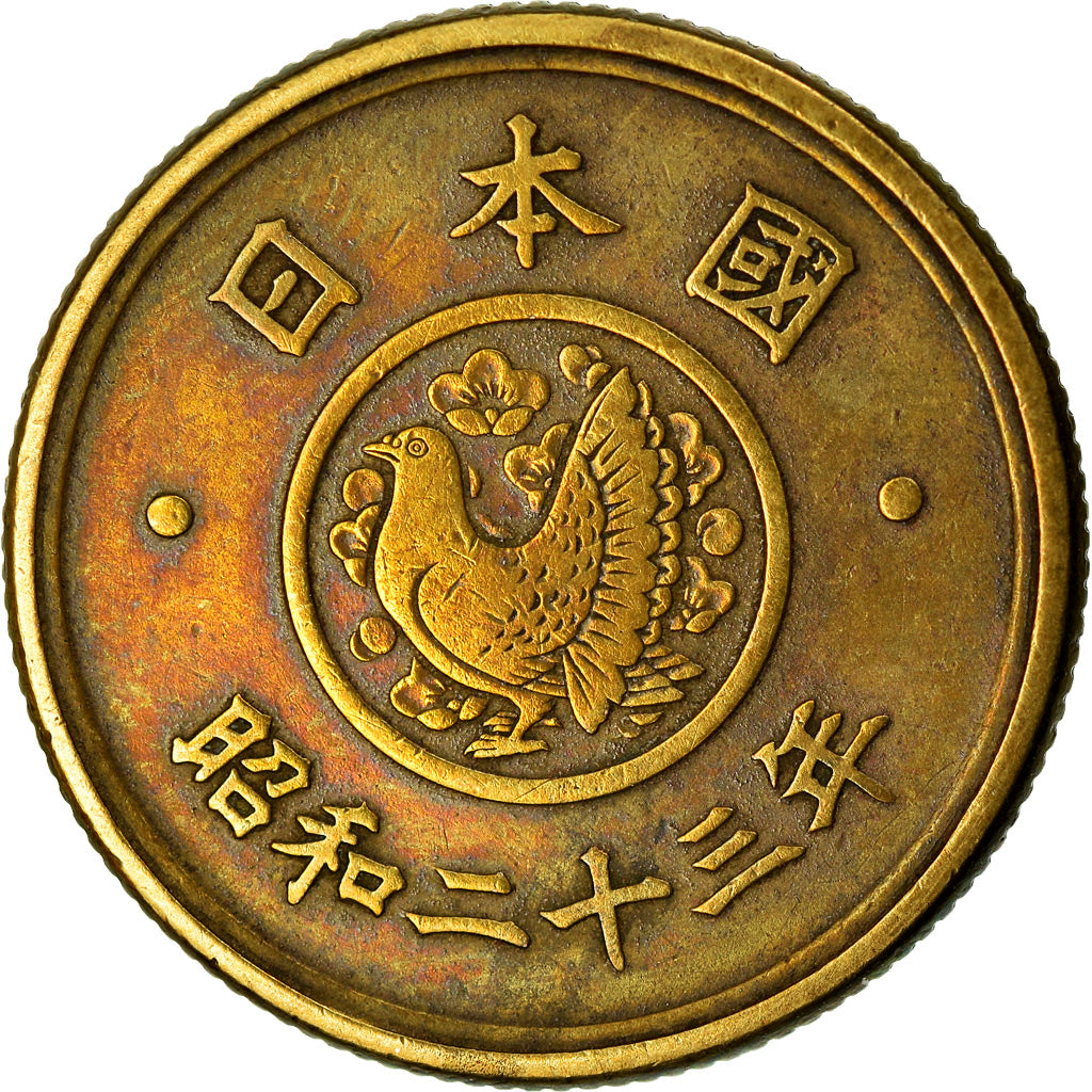 Moneta, Giappone, Hirohito, 5 Yen, 1948, BB+, Ottone, KM:71