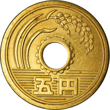 Moneta, Giappone, Hirohito, 5 Yen, 1972, BB+, Ottone, KM:72a