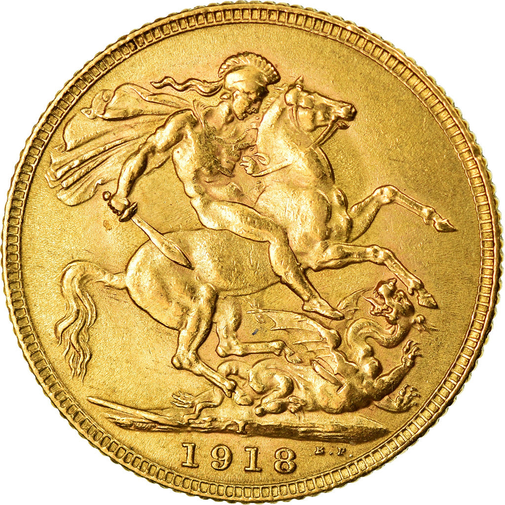 Moneda, INDIA BRITÁNICA, George V, Sovereign, 1918, Bombay, EBC, Oro, KM:525A