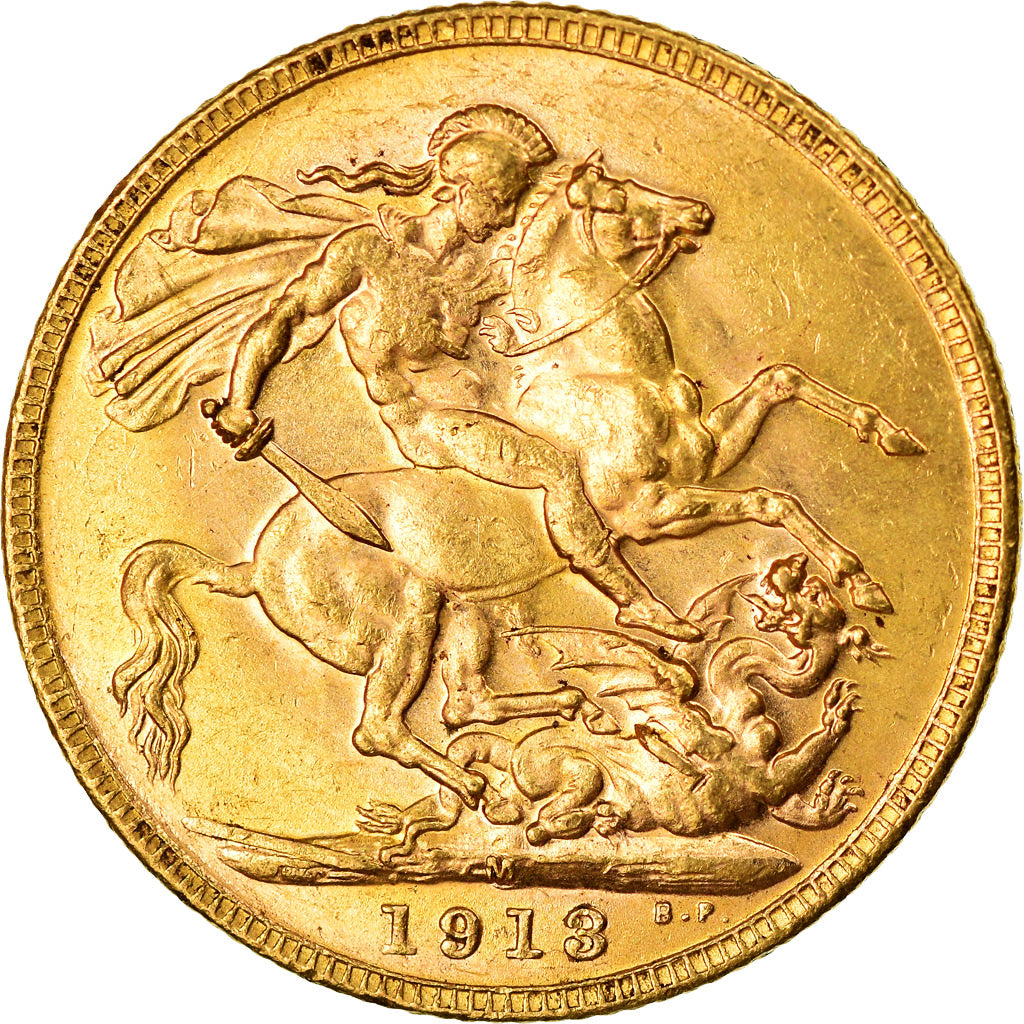 Moneta, Australia, George V, Sovereign, 1913, Melbourne, SPL, Oro, KM:29