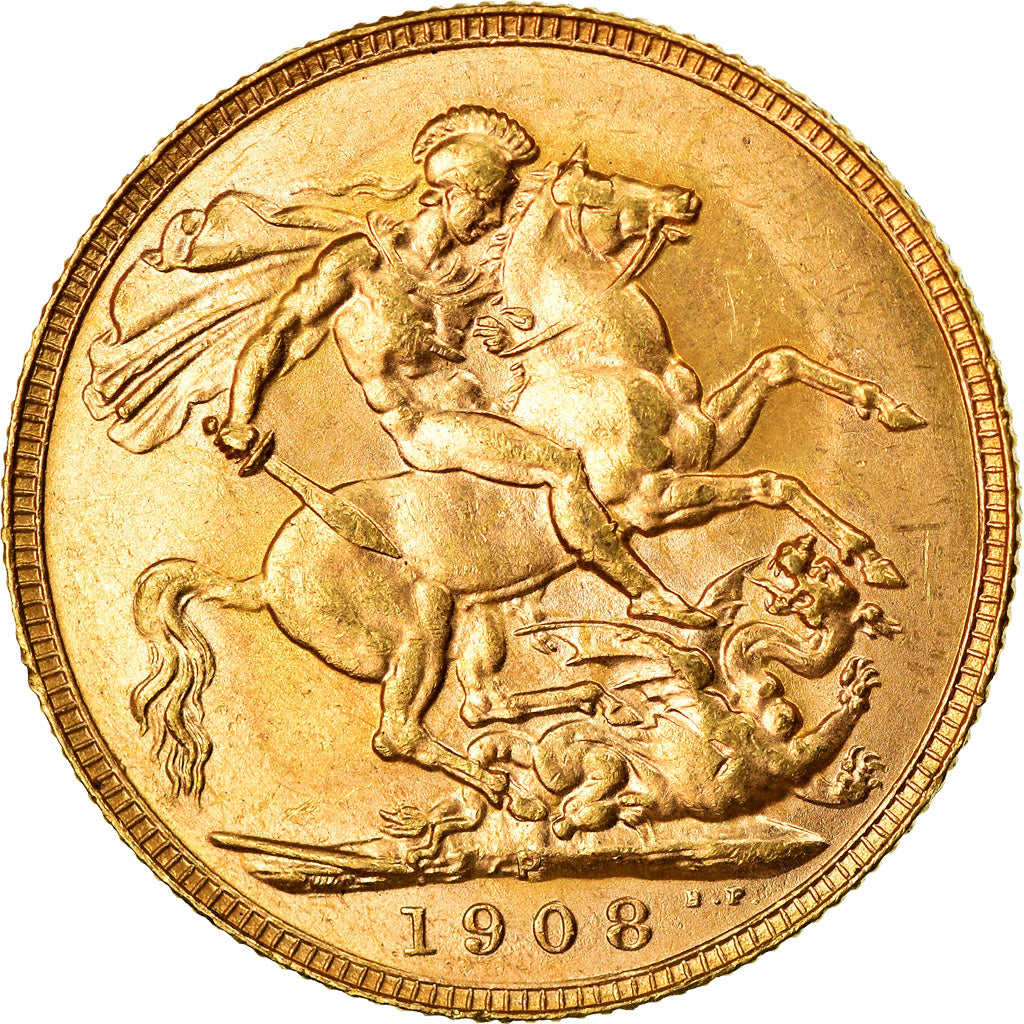 Coin, Australia, Edward VII, Sovereign, 1908, Perth, AU(55-58), Gold, KM:15