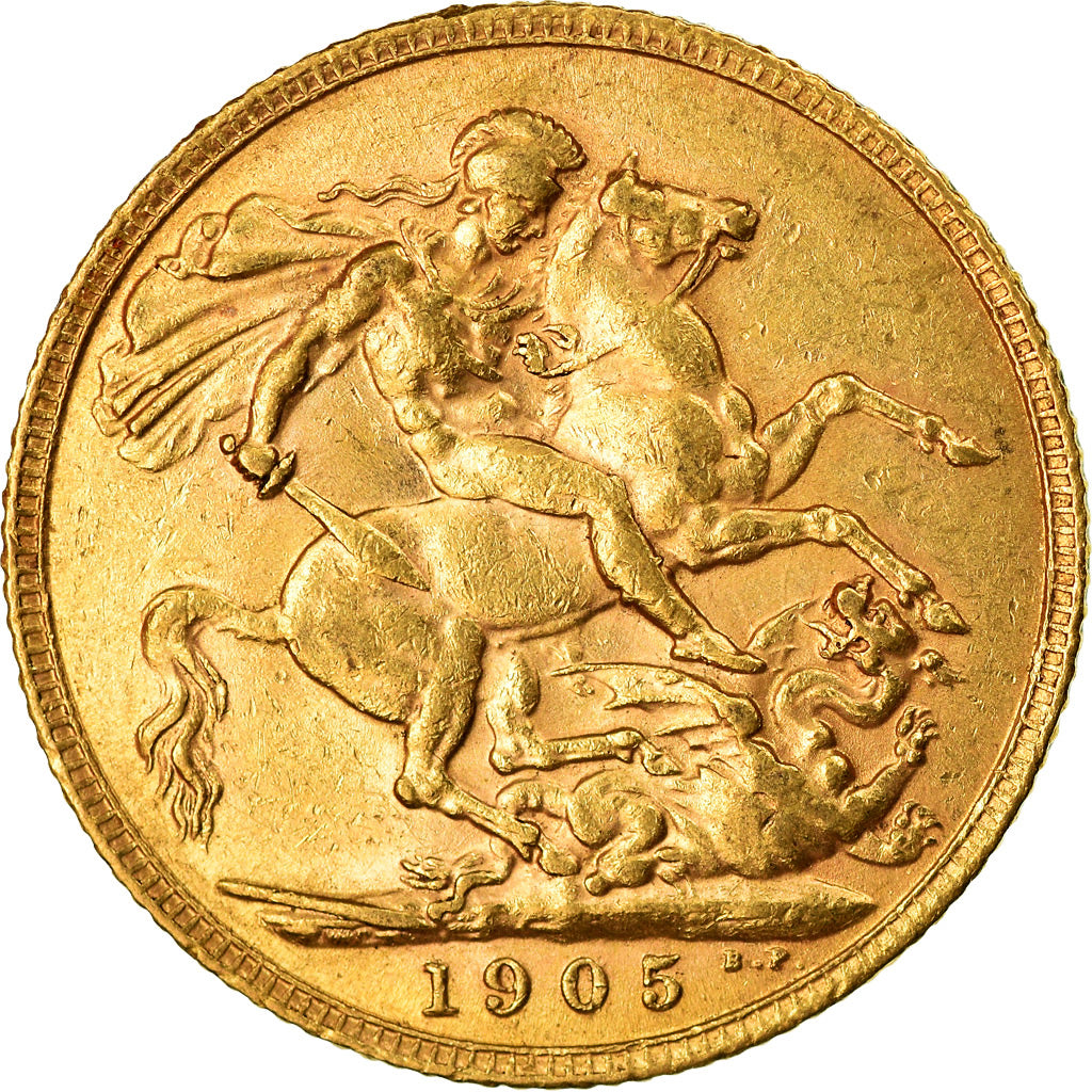 Coin, Great Britain, Edward VII, Sovereign, 1905, London, AU(50-53), Gold