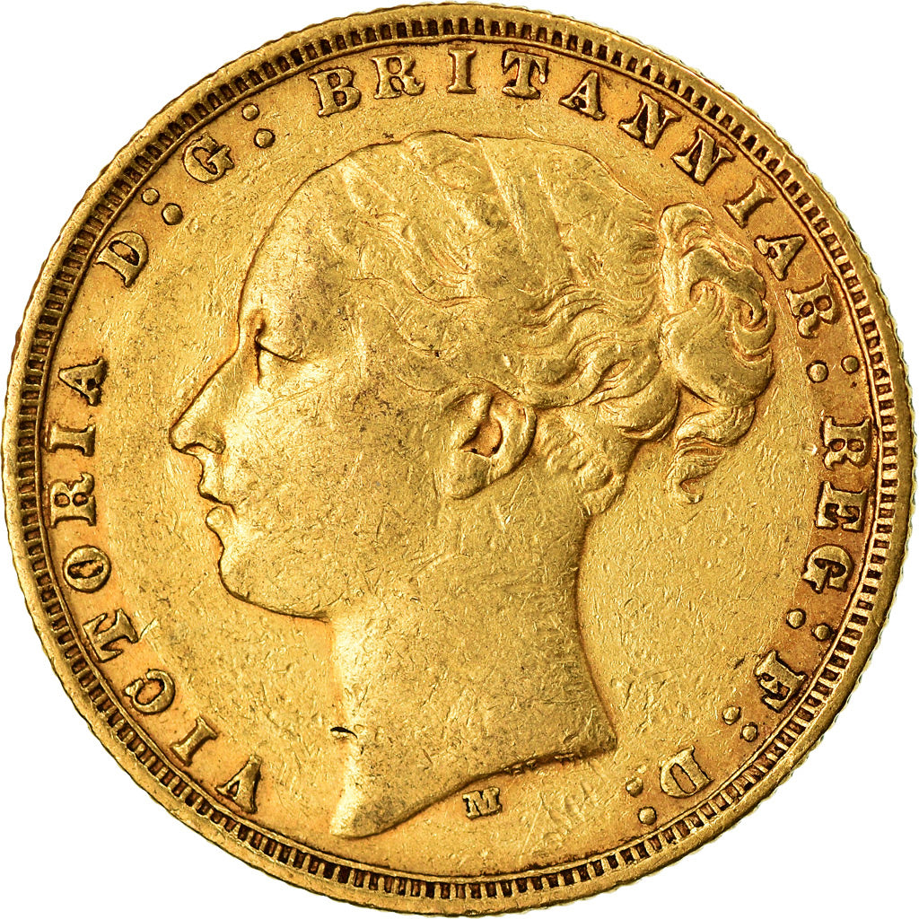 Coin, Australia, Victoria, Sovereign, 1876, Melbourne, EF(40-45), Gold, KM:7