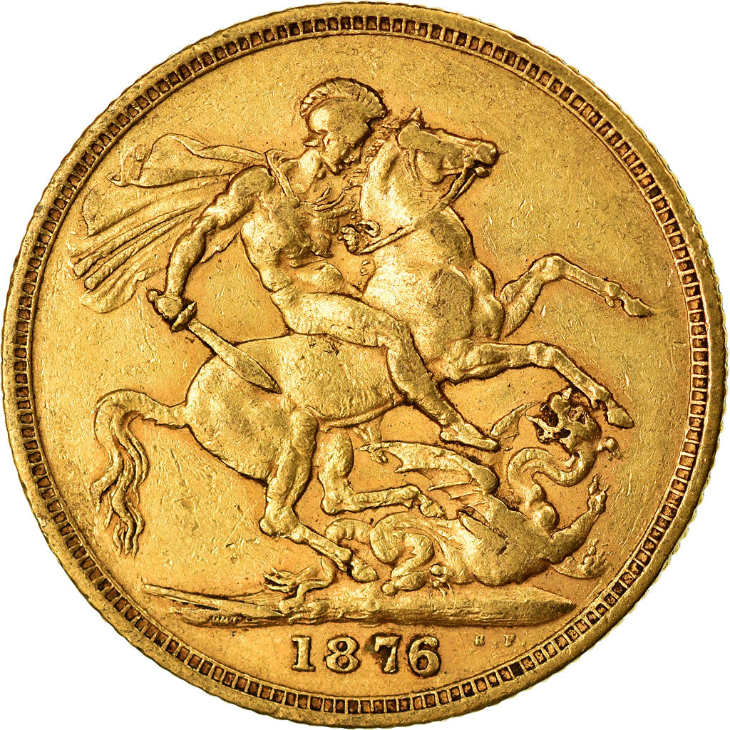 Coin, Australia, Victoria, Sovereign, 1876, Melbourne, EF(40-45), Gold, KM:7
