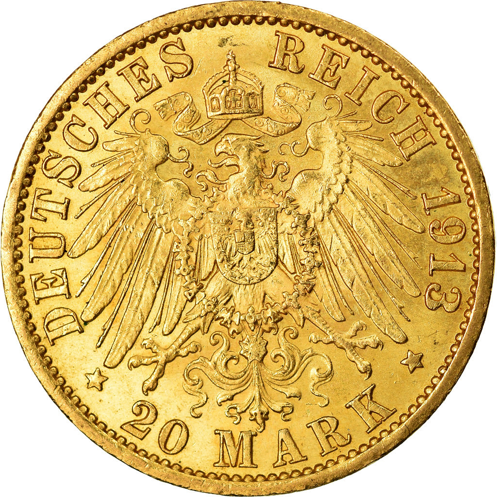 Moneda, Estados alemanes, PRUSSIA, Wilhelm II, 20 Mark, 1913, Berlin, EBC, Oro