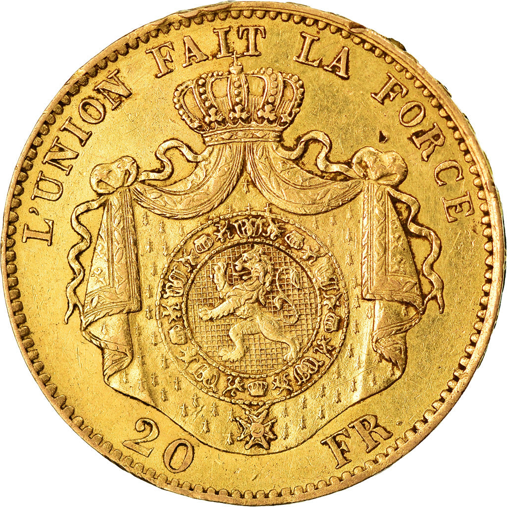 Moneta, Belgio, Leopold II, 20 Francs, 20 Frank, 1867, BB+, Oro, KM:32