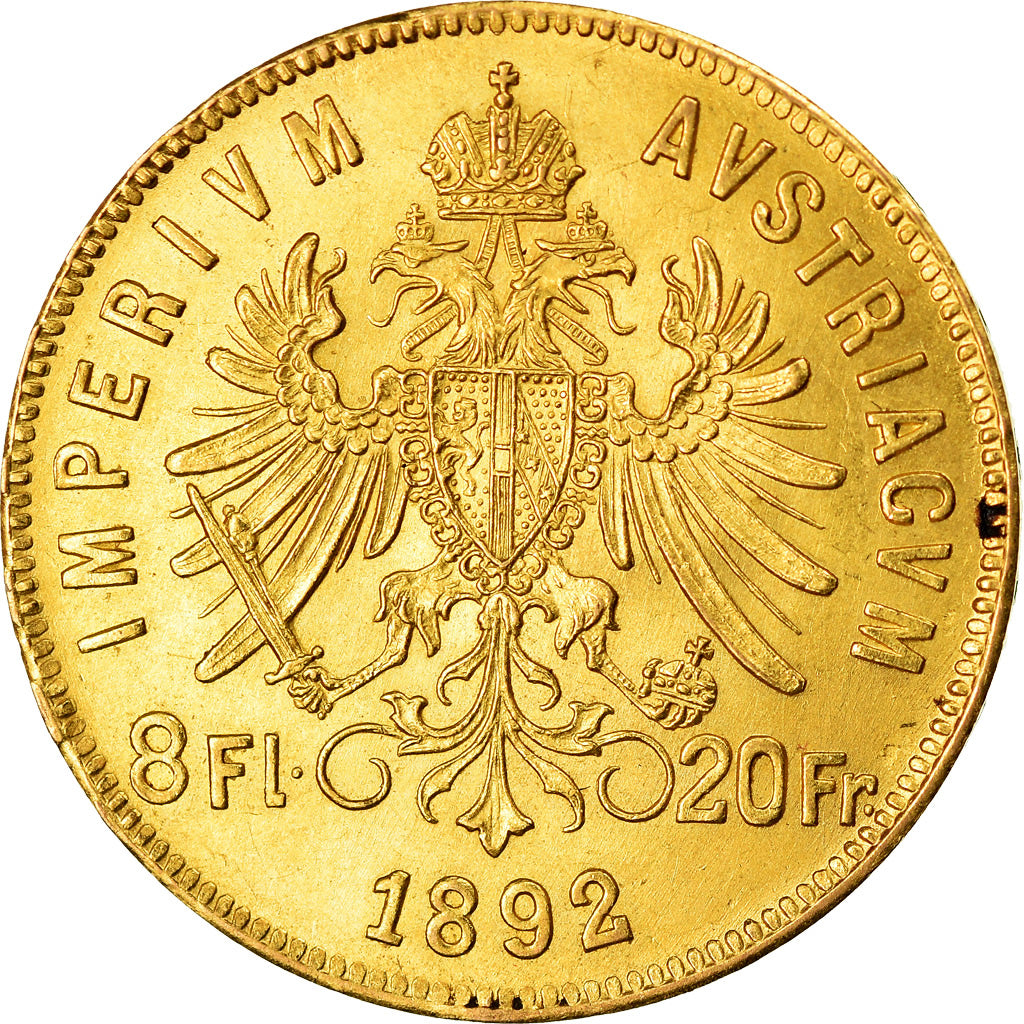 Moneta, Austria, Franz Joseph I, 8 Florins-20 Francs, 1892, SPL, Oro, KM:2269