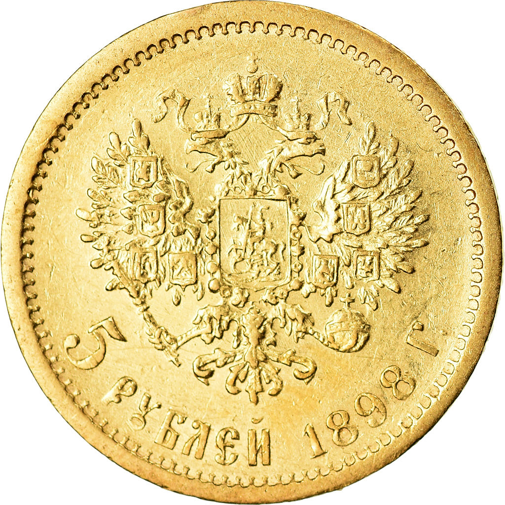 Münze, Russland, Nicholas II, 5 Roubles, 1898, St. Petersburg, SS, Gold, KM:62
