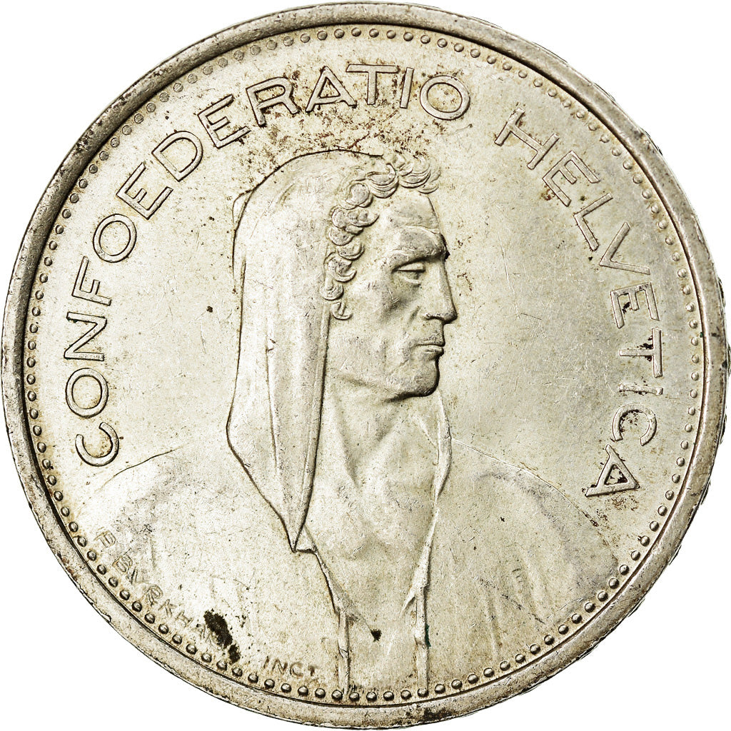 Münze, Schweiz, 5 Francs, 1967, Bern, VZ, Silber, KM:40