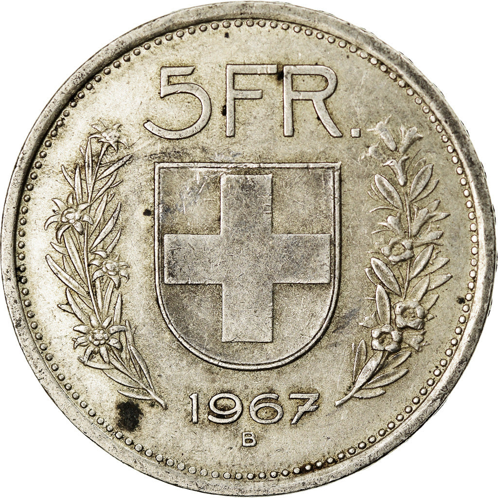 Münze, Schweiz, 5 Francs, 1967, Bern, SS+, Silber, KM:40