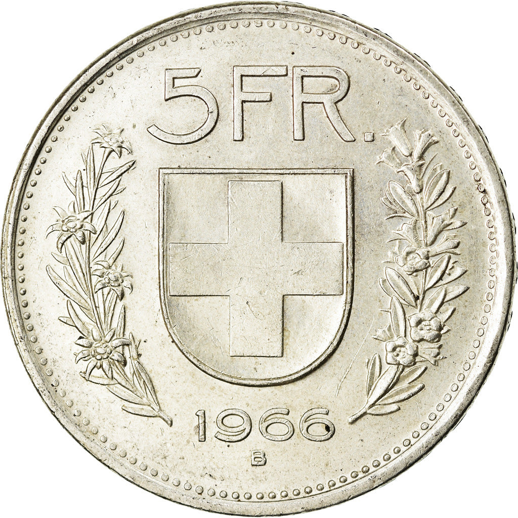 Münze, Schweiz, 5 Francs, 1966, Bern, VZ, Silber, KM:40