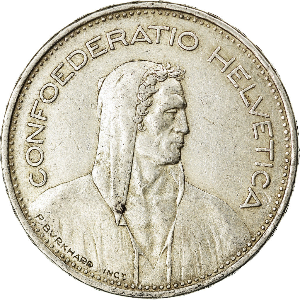 Coin, Switzerland, 5 Francs, 1939, Bern, AU(50-53), Silver, KM:40