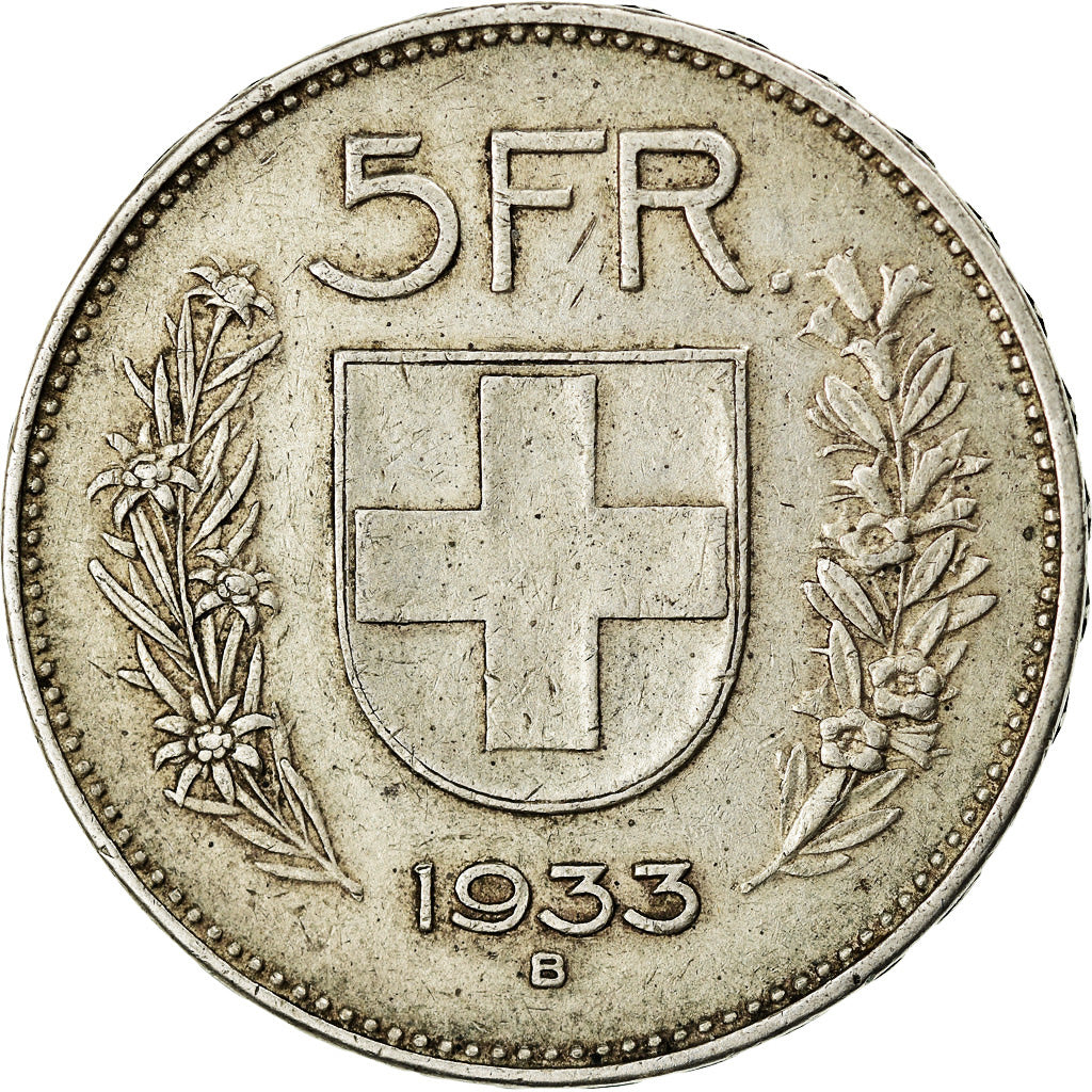 Münze, Schweiz, 5 Francs, 1933, Bern, SS, Silber, KM:40