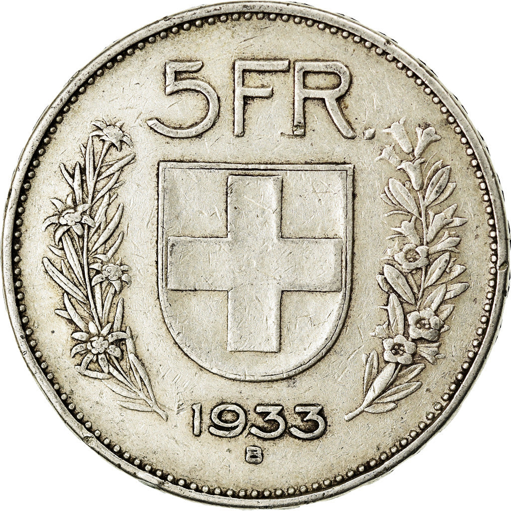 Moneta, Svizzera, 5 Francs, 1933, Bern, BB, Argento, KM:40
