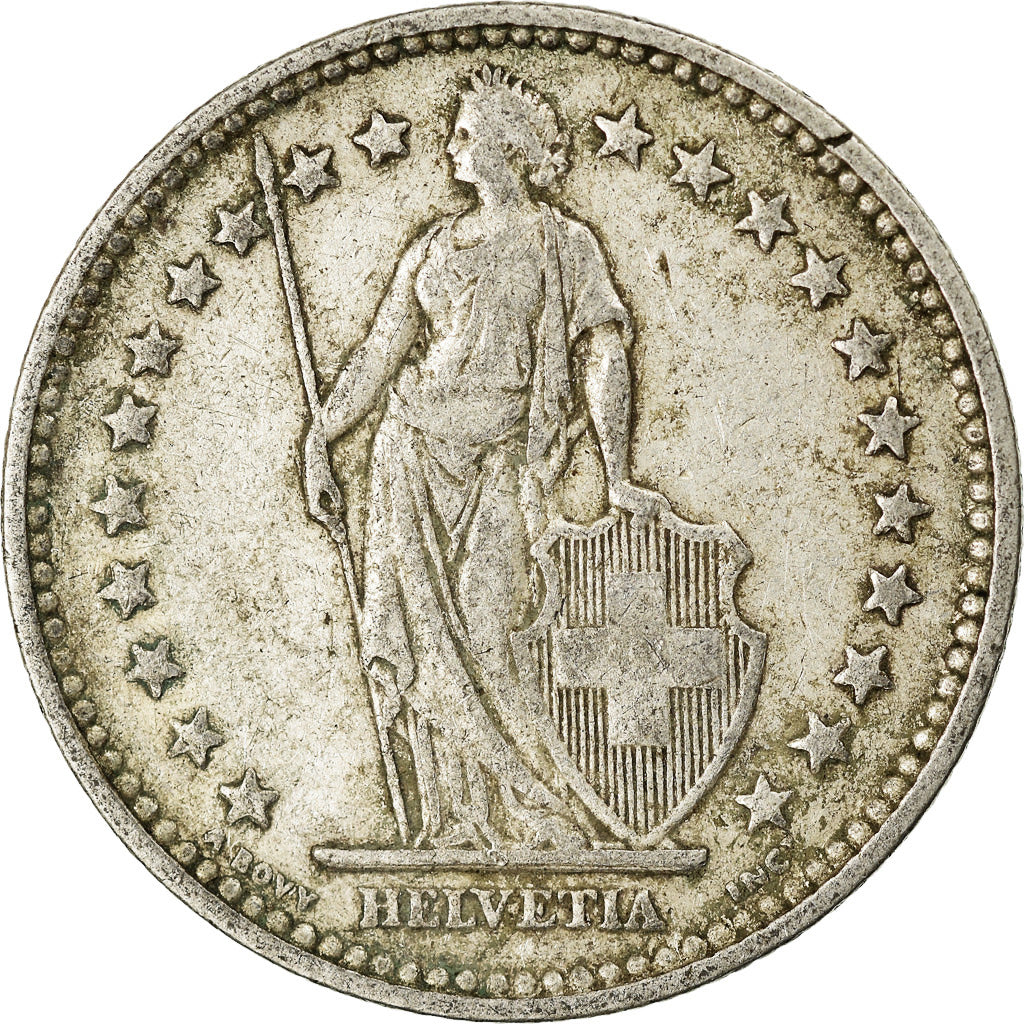 Moneda, Suiza, 2 Francs, 1906, Bern, MBC, Plata, KM:21