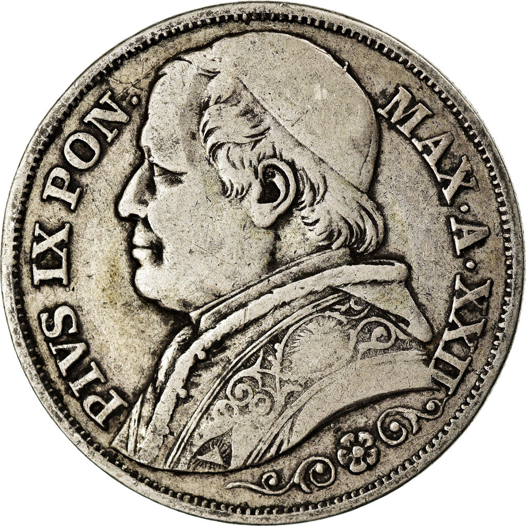Munten, Italiaanse staten, PAPAL STATES, Pius IX, 2 Lire, 1867, Roma, ZF