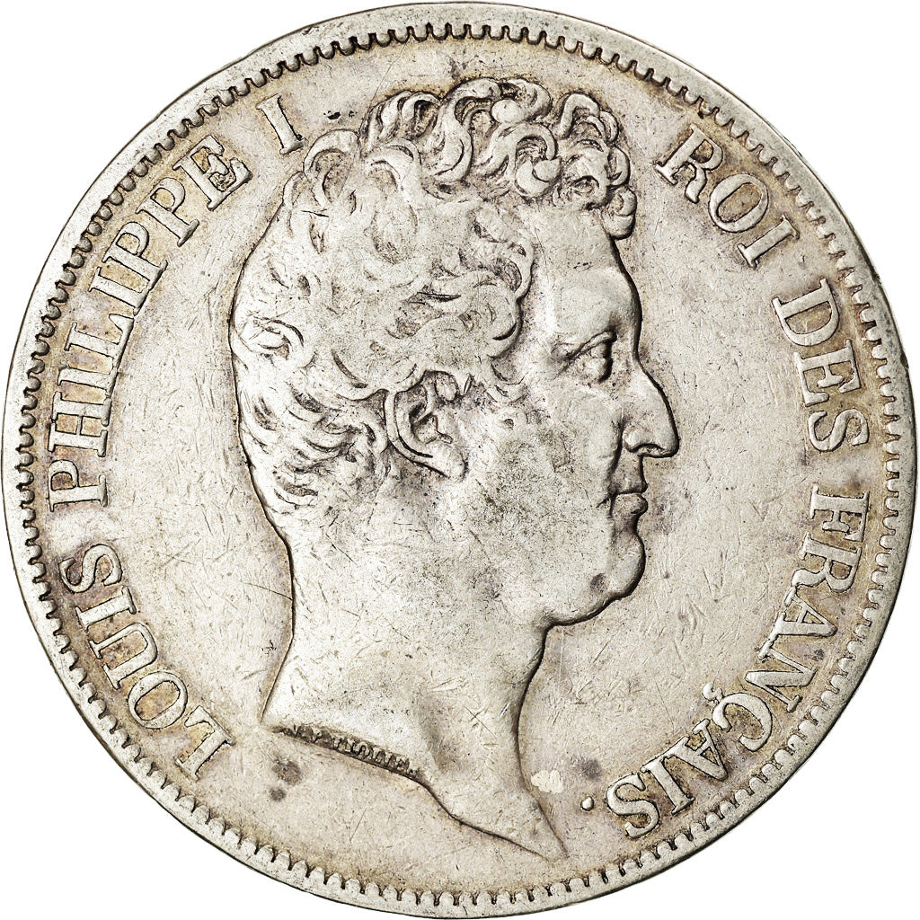 Moneta, Francia, Louis-Philippe, 5 Francs, 1830, Paris, MB+, Argento, KM:735.1