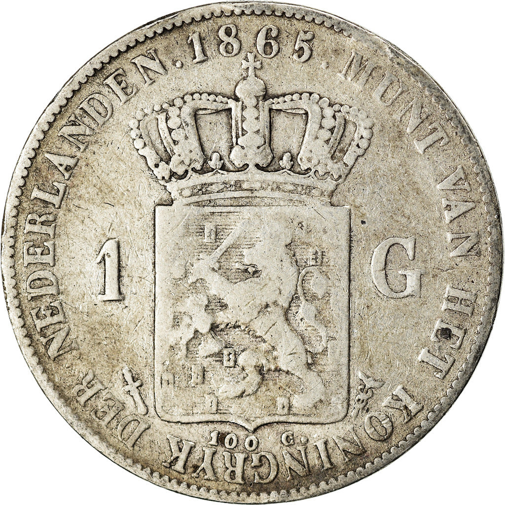 Coin, Netherlands, William III, Gulden, 1865, Utrecht, VF(30-35), Silver, KM:93