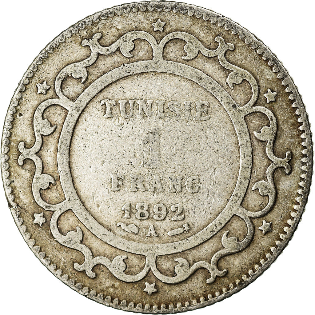 Monnaie, Tunisie, Ali Bey, Franc, 1892/AH1309, Paris, TB, Argent, KM:224