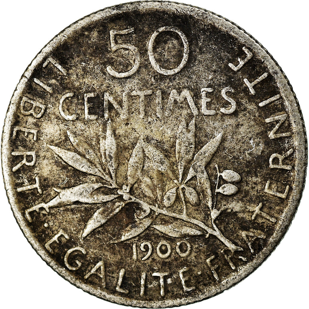 Moeda, França, Semeuse, 50 Centimes, 1900, Paris, EF(40-45), Prata, KM:854