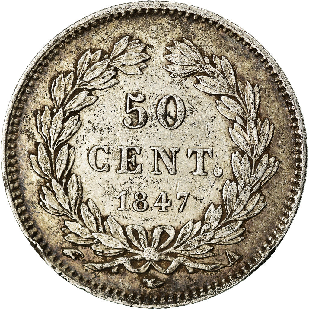 Coin, France, Louis-Philippe, 50 Centimes, 1847, Paris, EF(40-45), Silver