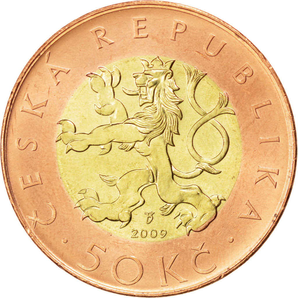 Coin, Czech Republic, 50 Korun, 2009, MS(63), Bi-Metallic, KM:1