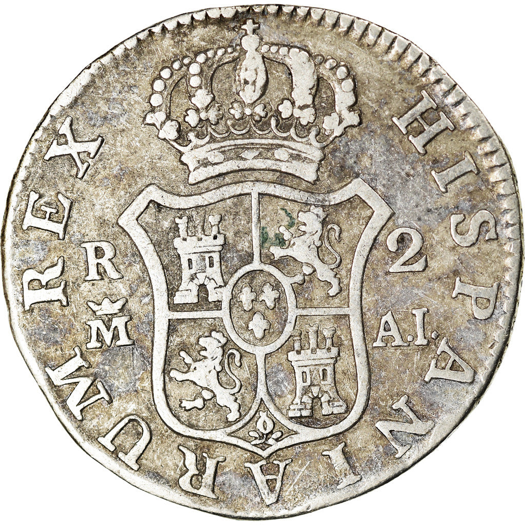 Moneta, Spagna, Charles IV, 2 Reales, 1808, Madrid, MB, Argento, KM:430.1
