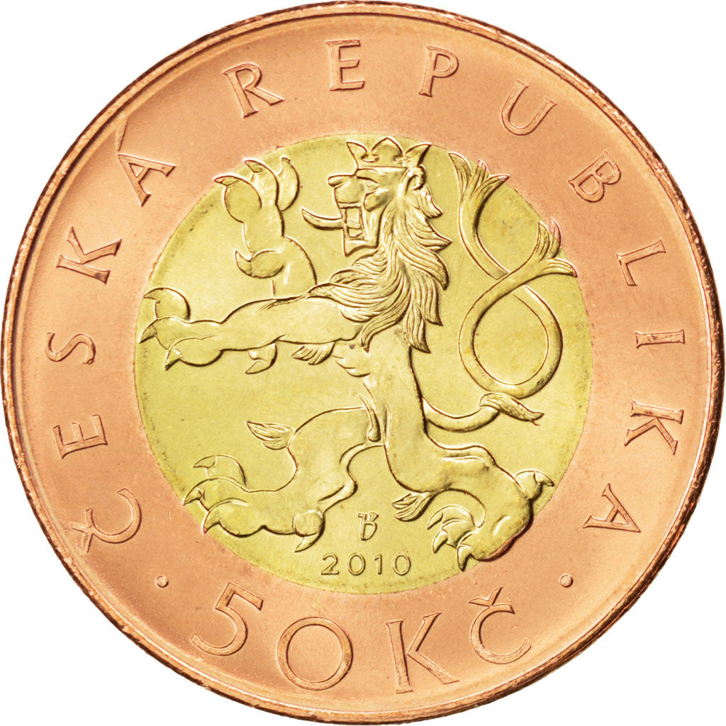 CZECH REPUBLIC, 50 Korun, 2010, KM #1, MS(63), Bi-Metallic, 27.5, 9.67