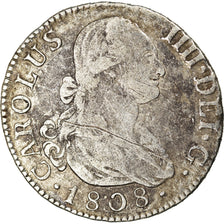 Monnaie, Espagne, Charles IV, 2 Reales, 1808, Madrid, B+, Argent, KM:430.1