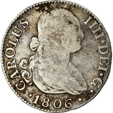 Moneta, Spagna, Charles IV, 2 Reales, 1806, Madrid, MB, Argento, KM:430.1